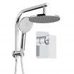 WELS Round 9 inch Rain Shower Head and Mixer Set Bathroom Handheld Spray Bracket Rail Chrome