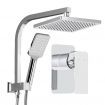 WELS Square 8 inch Rain Shower Head and Mixer Set Bathroom Handheld Spray Bracket Rail Chrome