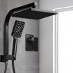 WELS Square 8 inch Rain Shower Head & Mixer Set Bathroom Handheld Spray Bracket Rail Mat Black