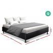 Artiss Queen Size Bed Base Frame Mattress Platform Leather Wooden Black TOMI