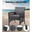 Gardeon 4PCS Outdoor Sofa Set Wicker Harp Chair Table Garden Furniture Grey