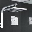 WELS 8" Rain Shower Head Set Bathroom Gooseneck Square Mixer Hand Held High Pressure