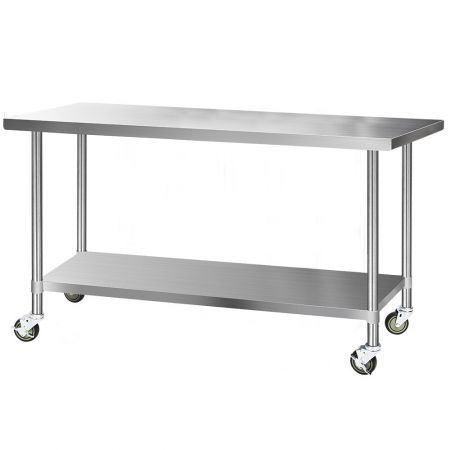 Cefito 1829 x 762mm Commercial Stainless Steel Kitchen Bench with 4pcs ...