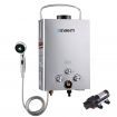 DEVANTi Outdoor Portable Gas Hot Water Heater Shower Camping LPG Caravan Pump Silver