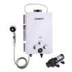 DEVANTi Outdoor Portable Gas Hot Water Heater Shower Camping LPG Caravan Pump White