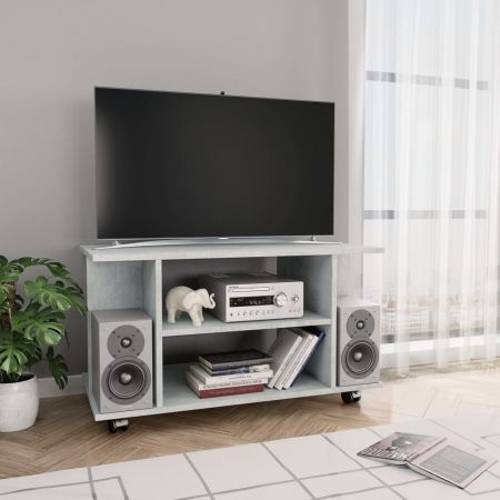 TV Cabinet with Castors Concrete Grey 80x40x40 cm Chipboard