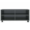 TV Cabinet with Castors High Gloss Grey 90x35x35 cm Chipboard