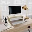 Monitor Stand White and Sonoma Oak 42x24x13 cm Chipboard