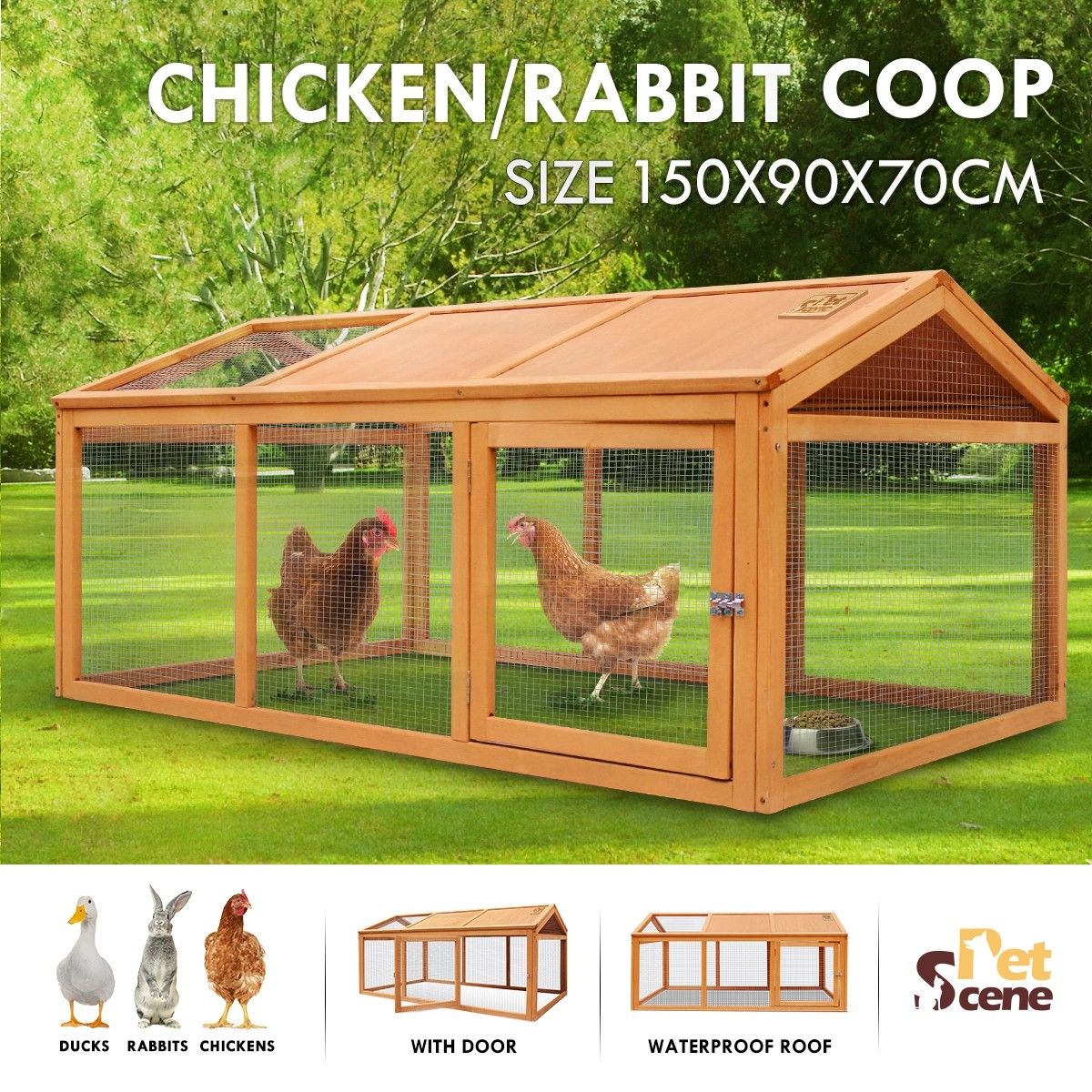 Chicken Run Coop Chook Cage Pen Shelter Wood House Rabbit Hutch Bunny Pet Bird Enclosure Outdoor