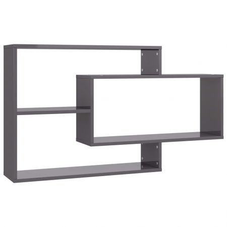 Wall Shelves High Gloss Grey 104x20x58.5 cm Chipboard