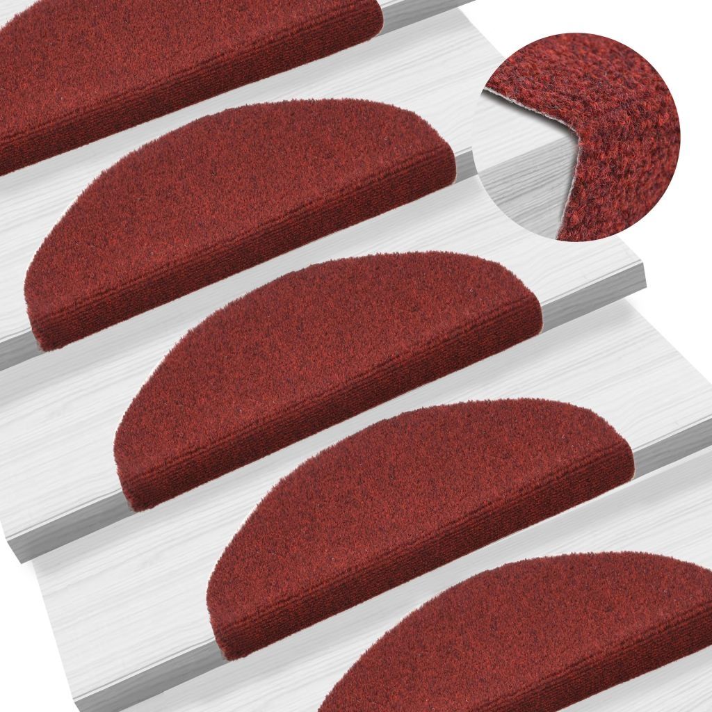 15 pcs Self-adhesive Stair Mats Needle Punch 65x21x4 cm Red