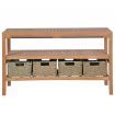 Bathroom Vanity Cabinet with 4 Baskets Solid Teak 132x45x75 cm