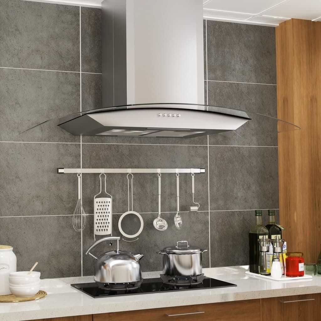 Wall Mounted Range Hood 90 cm Stainless Steel 756 Cubic Meter/H LED