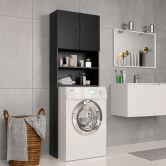 Washing Machine Cabinet Black 64x25.5x190 cm Chipboard