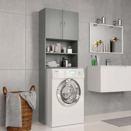 Washing Machine Cabinet Grey 64x25.5x190 cm Chipboard