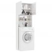 Washing Machine Cabinet High Gloss White 64x25.5x190 cm Chipboard