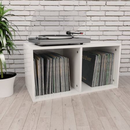 Vinyl Storage Box High Gloss White 71x34x36 cm Chipboard