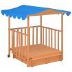 Kids Playhouse with Sandbox Wood Blue UV50