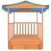 Kids Playhouse with Sandbox Wood Blue UV50