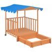 Kids Playhouse with Sandbox Wood Blue UV50