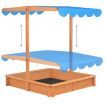 Sandbox with Adjustable Roof Wood Blue UV50