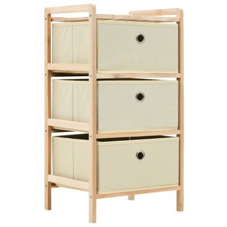 Storage Rack with 3 Fabric Baskets Cedar Wood Beige