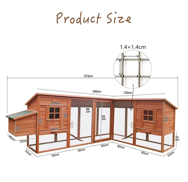 Wooden Chicken Coop Extra Large Bunny House Rabbit Hutch Duck Cage