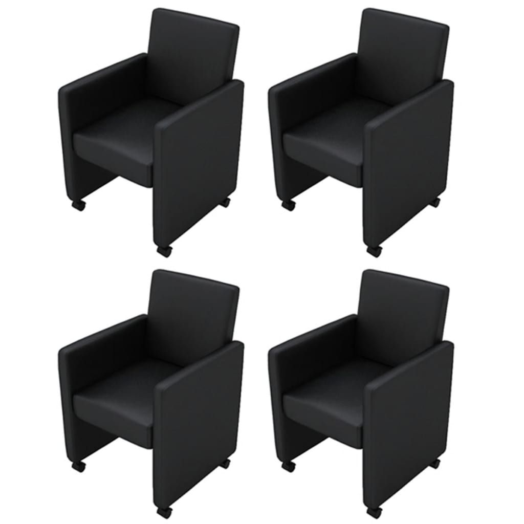 Dining Chairs 4 pcs Black Faux Leather