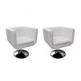 Bar Chairs 2 pcs Artificial Leather White