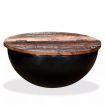 Coffee Table Solid Reclaimed Wood Black Bowl Shape