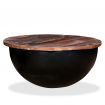 Coffee Table Solid Reclaimed Wood Black Bowl Shape