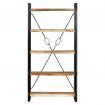 5-Tier Bookcase Solid Mango Wood and Steel 90x30x180 cm