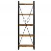 5-Tier Bookcase Solid Mango Wood and Steel 60x30x180 cm