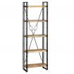 5-Tier Bookcase Solid Mango Wood and Steel 60x30x180 cm