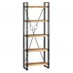 5-Tier Bookcase Solid Mango Wood and Steel 60x30x180 cm