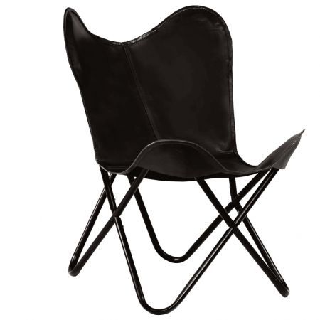 Butterfly Chair Real Leather Black Kids Size