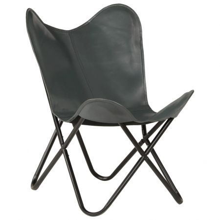 Butterfly Chair Real Leather Grey Kids Size