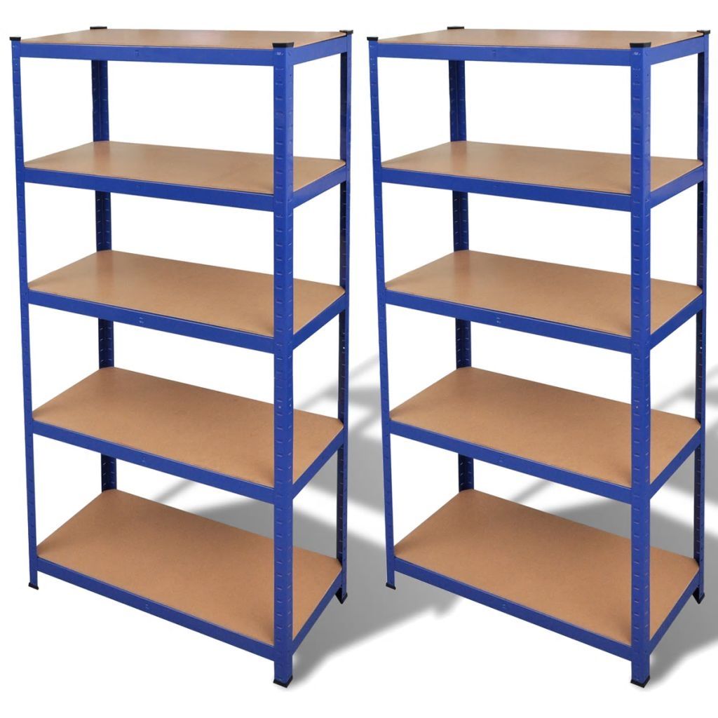 Storage Shelf Racking Shelving Storage Garage Shelves Rack Steel Blue 2 pcs