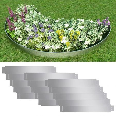 Set of 15 Flexible Lawn Fence Galvanised Steel 100 x 15 cm