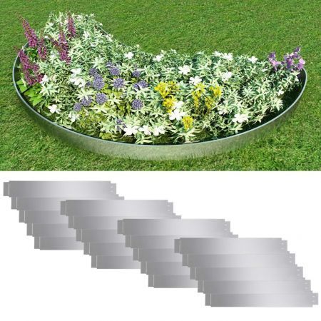 Set of 20 Flexible Lawn Fence Galvanised Steel 100 x 15 cm