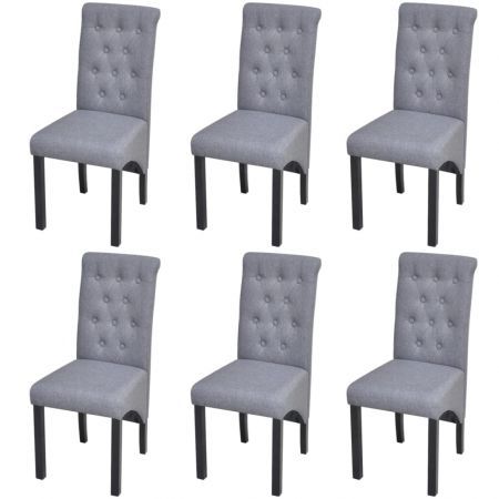 Dining Chairs 6 pcs Light Grey Fabric | Crazy Sales