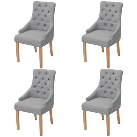 Oak Dining Chairs 4 pcs Fabric Light Grey | Crazy Sales