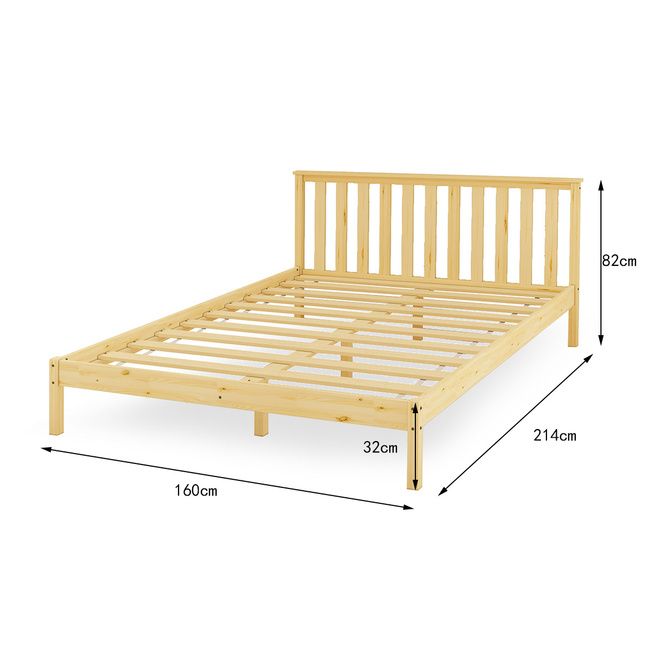 Wooden Bed Frame Queen Size Oak Platform Bed Base Bedroom Furniture