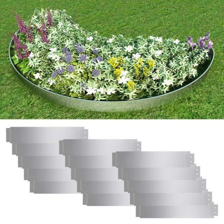 Lawn Fence Set 15 pcs Galvanised Steel 100x20 cm