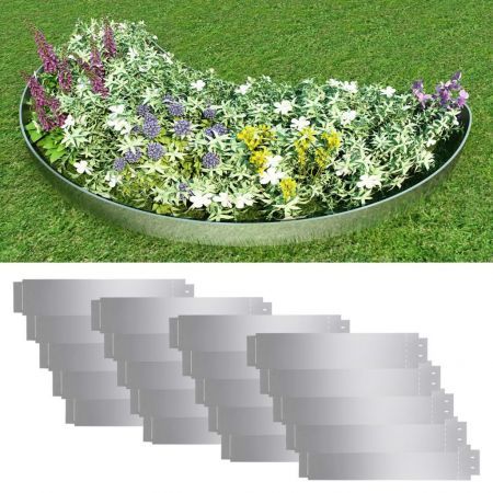 Lawn Fence Set 20 pcs Galvanised Steel 100x20 cm