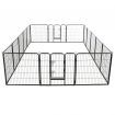 Dog Playpen 16 Panels Steel 80x80 cm Black