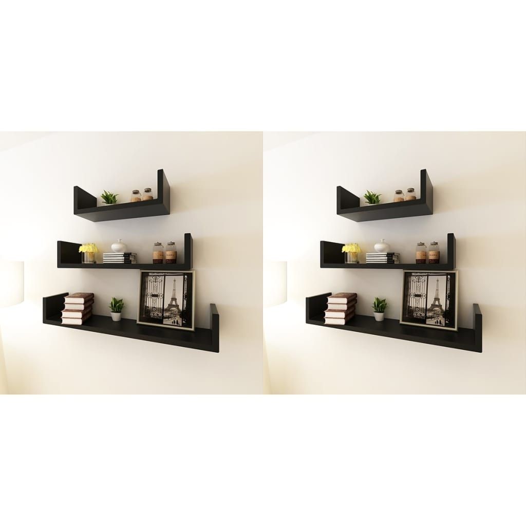Wall Shelves 6 pcs Black