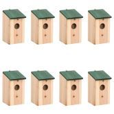 Bird Houses 8 pcs Wood 12x12x22 cm