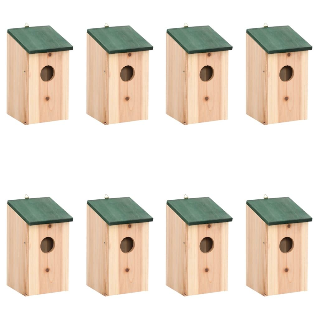 Bird Houses 8 pcs Wood 12x12x22 cm