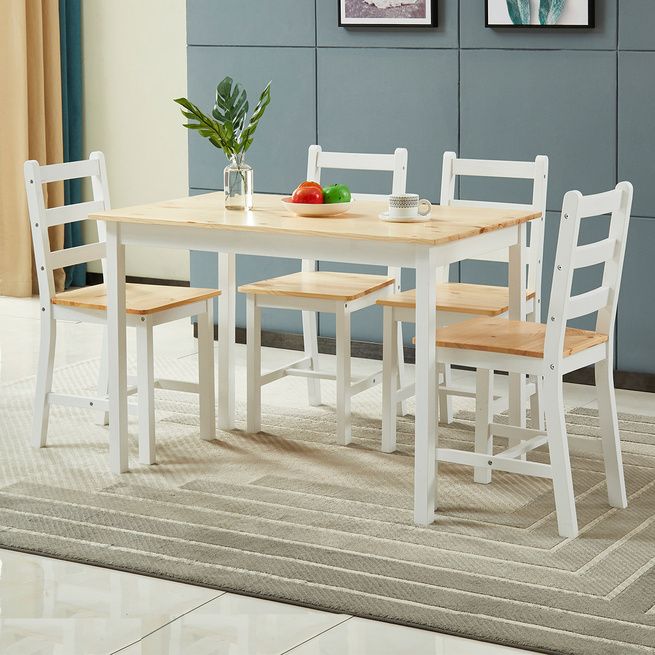 Wooden Table And Chairs 5 Piece Dining Set Kitchen Furniture Oak White Crazy Sales